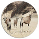 Beautiful Wildebeests On Valley, Landscape Round Wall Art, 11"