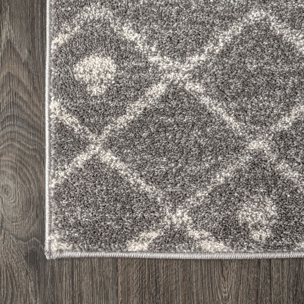 Aksil Moroccan Beni Souk Area Rug, Gray/Cream, 4 X 6