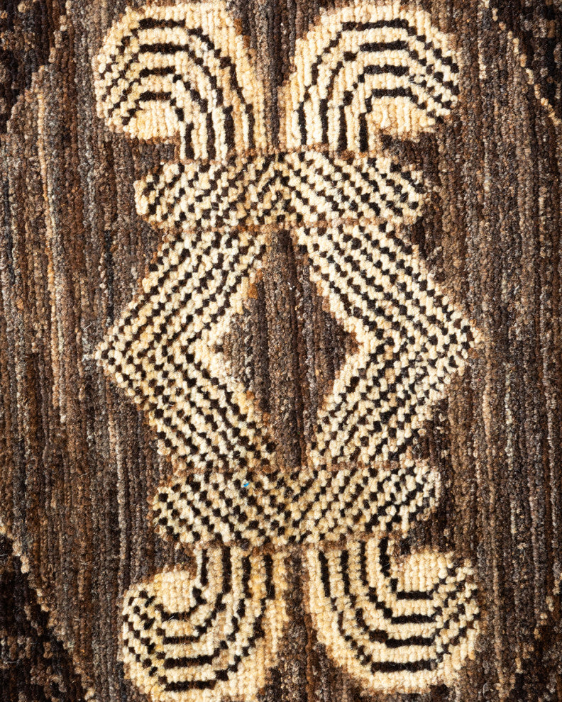 Eclectic, One-of-a-Kind Hand-Knotted Area Rug Brown, 9'1"x12'3"