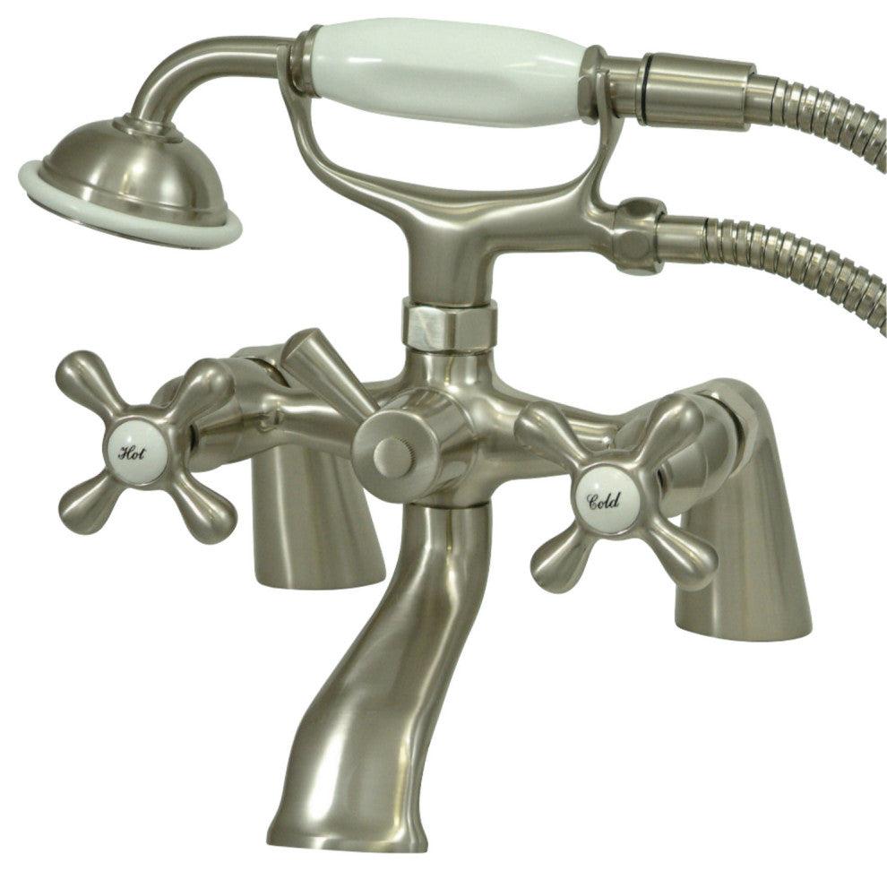 Kingston Brass Clawfoot Tub Faucet With Hand Shower, Brushed Nickel