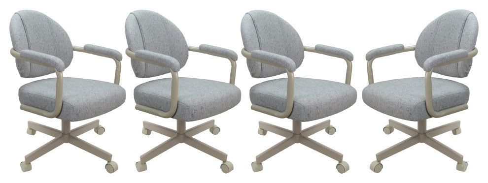 Set of 4, M-70 Swivel Tilt Dining Caster Chairs, Hemsath Slate on Beige Chairs