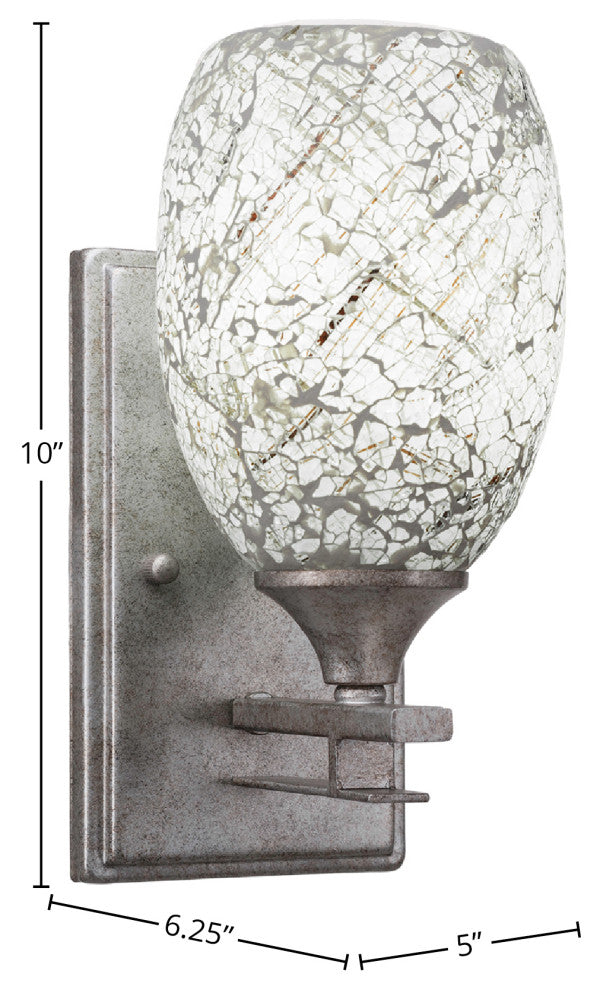 Uptowne 1-Light Wall Sconce, Aged Silver/Natural Fusion