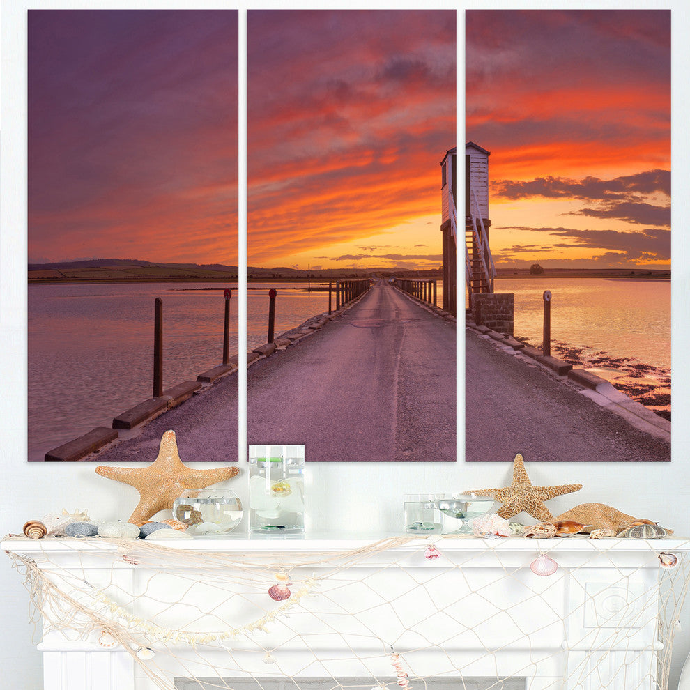 "Holy Island of Lindisfarne Panorama" Metal Wall Art, 3 Panels, 36"x28"