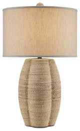 One Light Table Lamp in Satin Black/Natural Abaca Rope