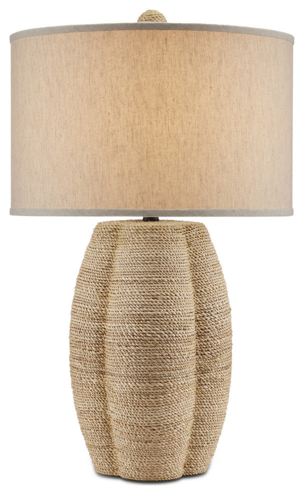 One Light Table Lamp in Satin Black/Natural Abaca Rope