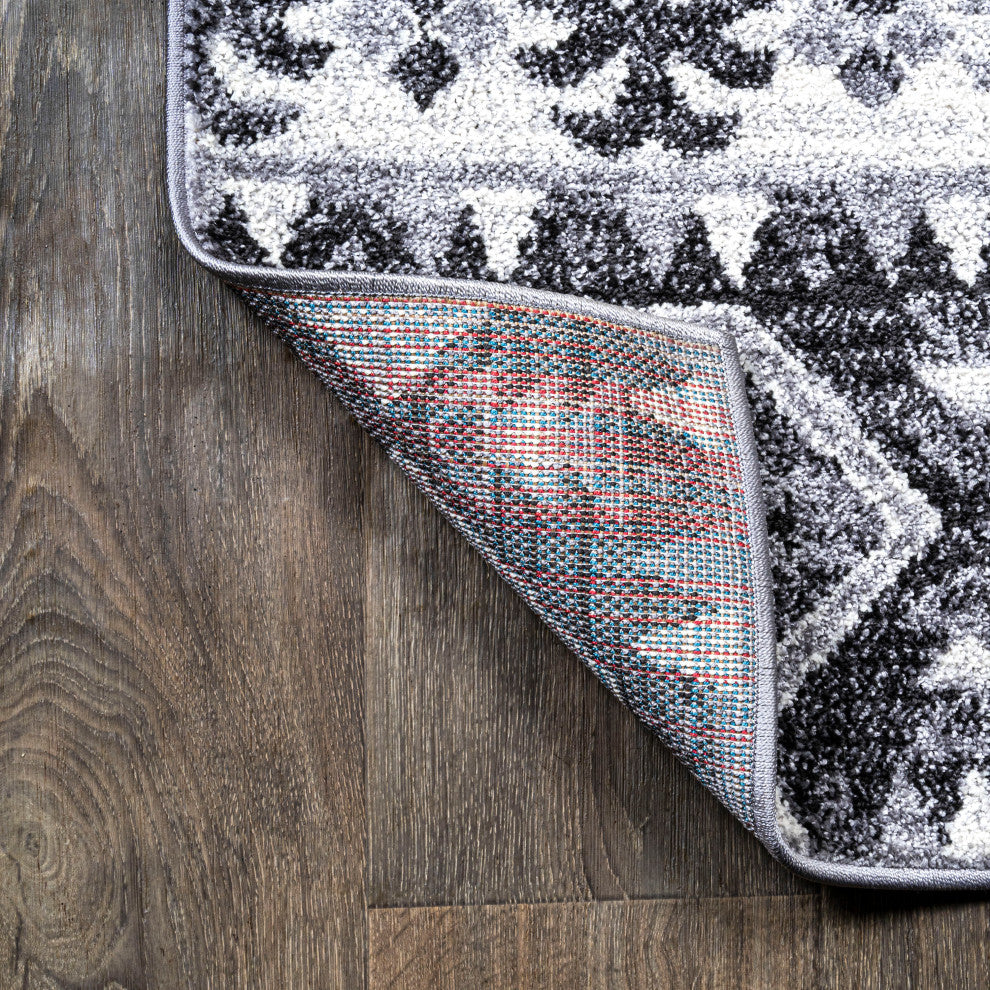 Sura Modern Kilim Geometric Gray/Anthracite 2 ft. x 8 ft. Runner Rug