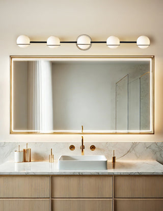 Fusion-Centric 5-Light Bath Bar Matte Black/Brass Finish Opal Glass