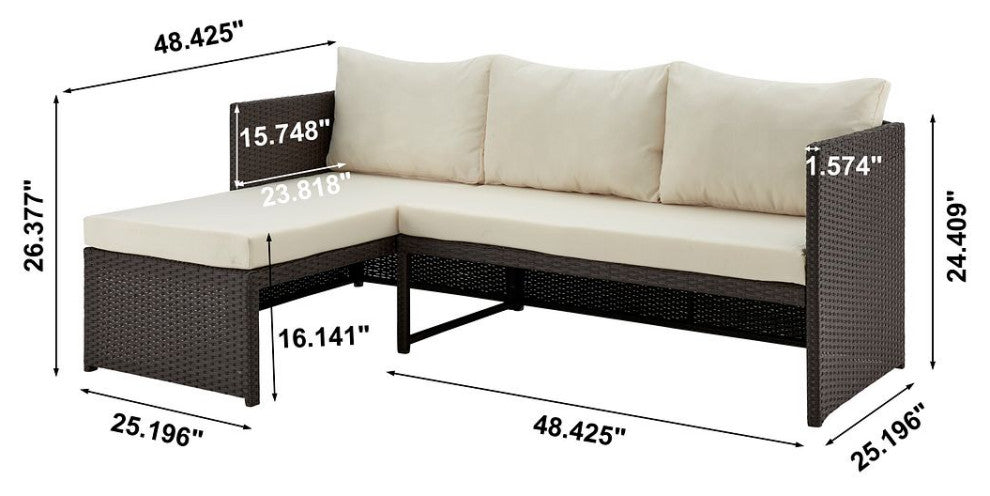 Manhattan Comfort Menton Steel Rattan 2-Piece Patio Set