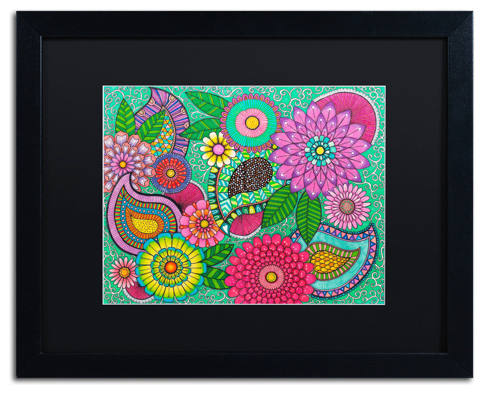 Hello Angel ''Paisley Garden'' Art, Black Frame, Black Mat, 20x16
