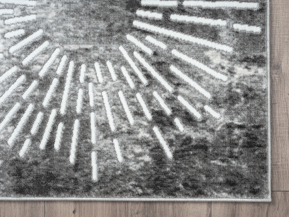 Abani Luna LUN140A Grey and Gold Fireworks Area Rug