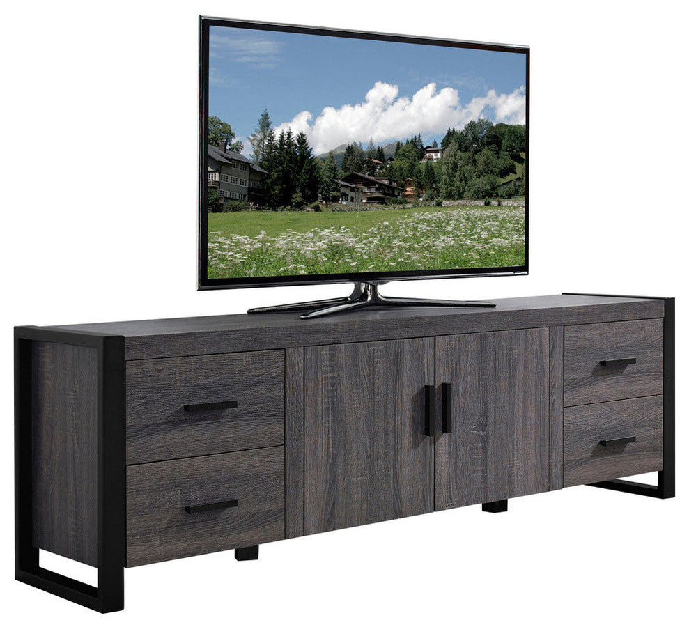 70" Ash Gray Wood TV Stand Console, Charcoal