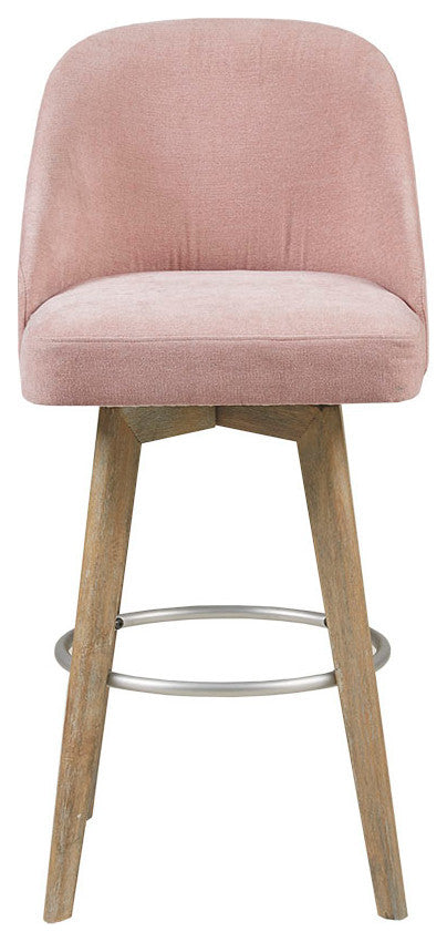 Madison Park Pearce Swivel Upholstered Counter Stool, Pink, 25.75" Counter Stool