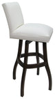 Swivel Wood Counter, Bar or Extra Tall Stool - Sommerville on S-Base, White Vinyl - Dark Walnut, 34"
