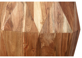 Bon 22" End Table Solid Acacia Wood Octagon Top Natural Brown Finish