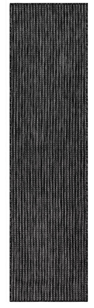 Carmel Texture Stripe Indoor/Outdoor Rug, Black, 1'11"x4'11" Runner