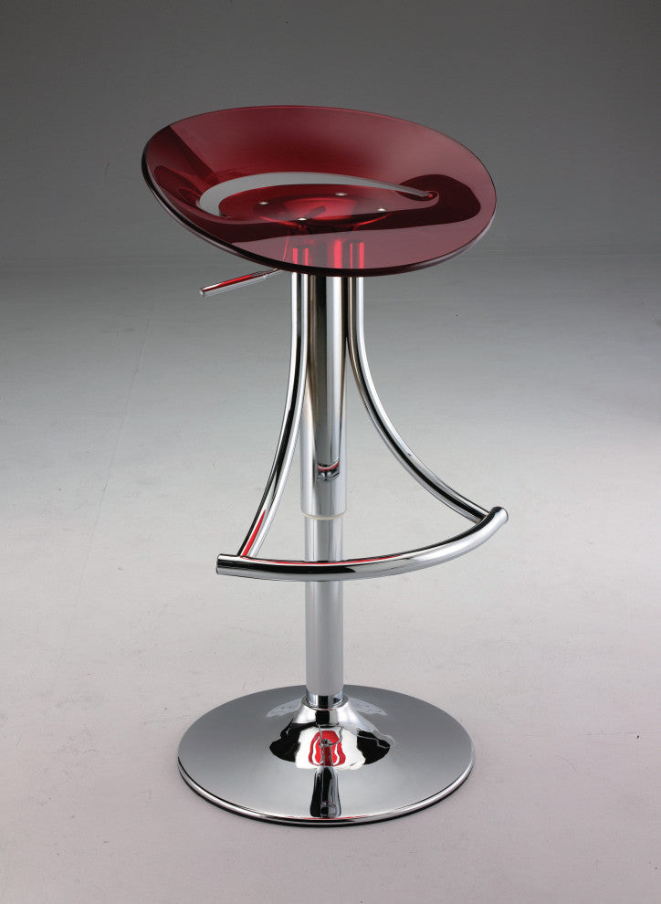 Bar Stool With Acrylic Seat, Red
