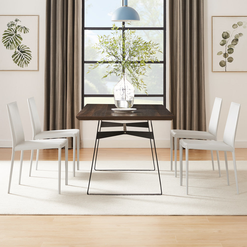 Elite Living Prima, Set of 2, Mid-Century Modern Dining Chair, White