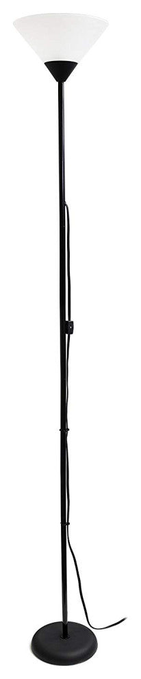Simple Designs 1-Light Stick Torchiere Floor Lamp, Black