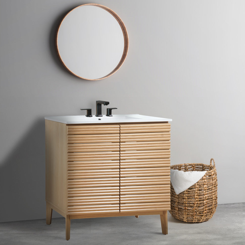 36" Modern Farmhouse 2-Shelf Bath Vanity Cabinet Only (Sink Basin not Included)