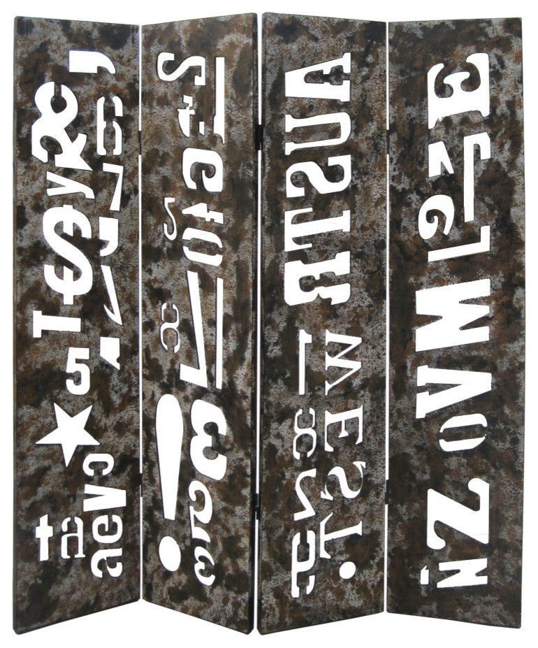 HomeRoots 1" x 60" x 71" Brown Distressed Wooden Screen