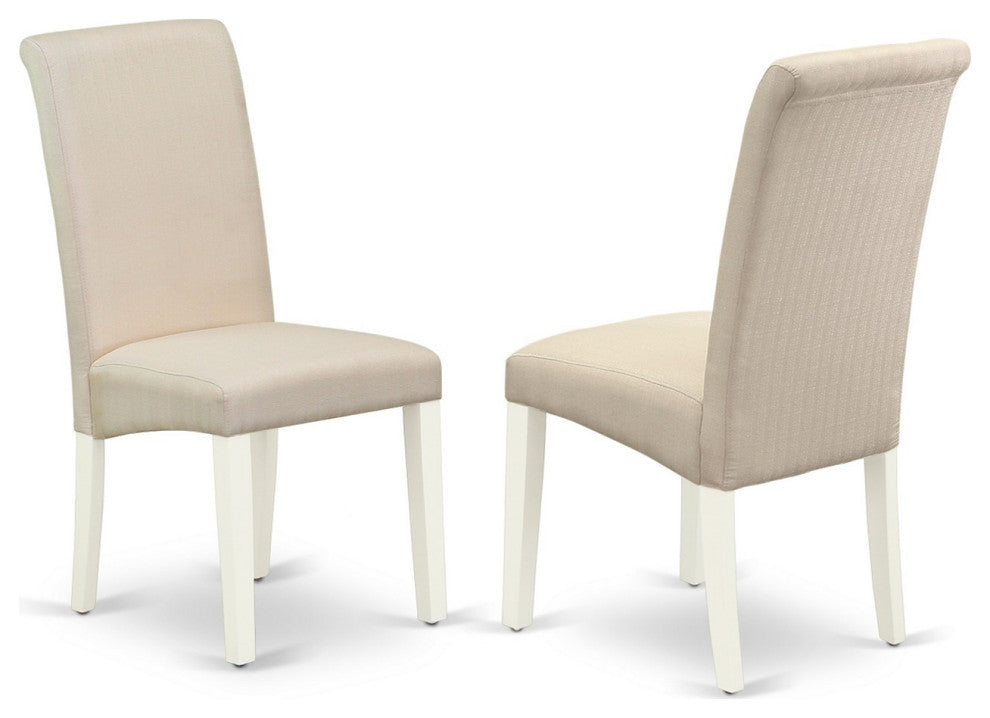 Barry Parson Chair White Leg And Linen Fabric Cream Set Of 2