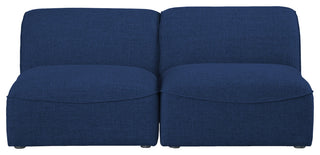 Miramar Linen Textured Fabric Upholstered 2-Piece Modular Sofa, Navy