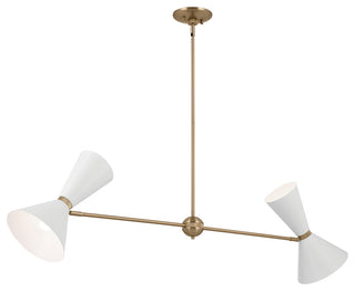 Phix 4 Light Chandelier Linear, Single, Champagne Bronze and White