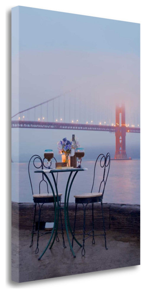 Foggy Night Bistro Caf" Golden Gate Bridge 1 Giclee Wrap Canvas Wall Art