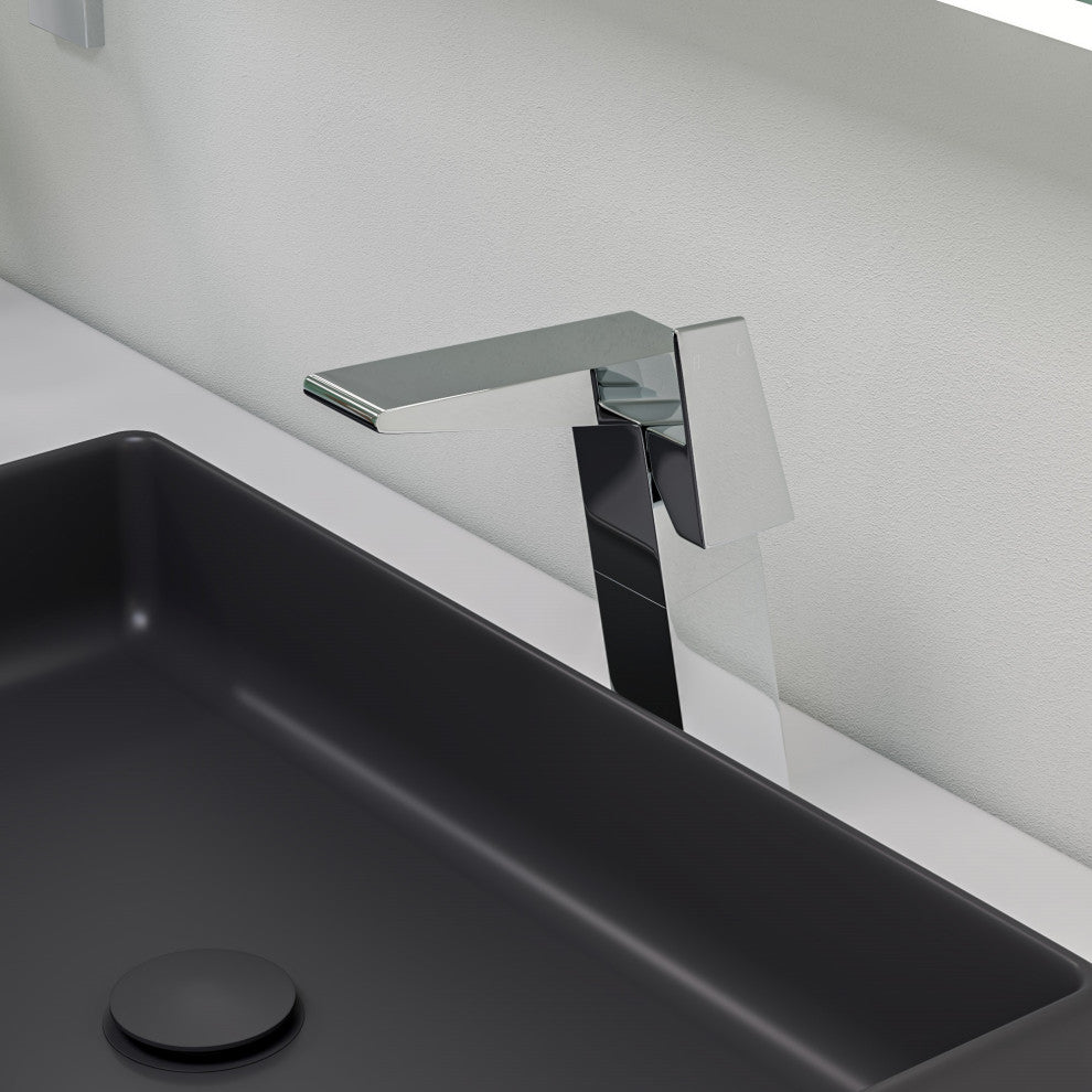 Alfi Brand Abc902-Bm Black Matte 24" Modern Rectangular Above Mount Ceramic Sink