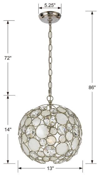 Crystorama Lighting Group 527 Palla 13"W Crystal Pendant - Antique Silver