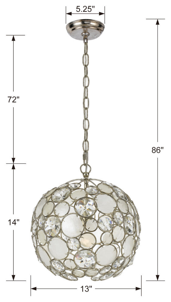 Crystorama Lighting Group 527 Palla 13"W Crystal Pendant - Antique Silver