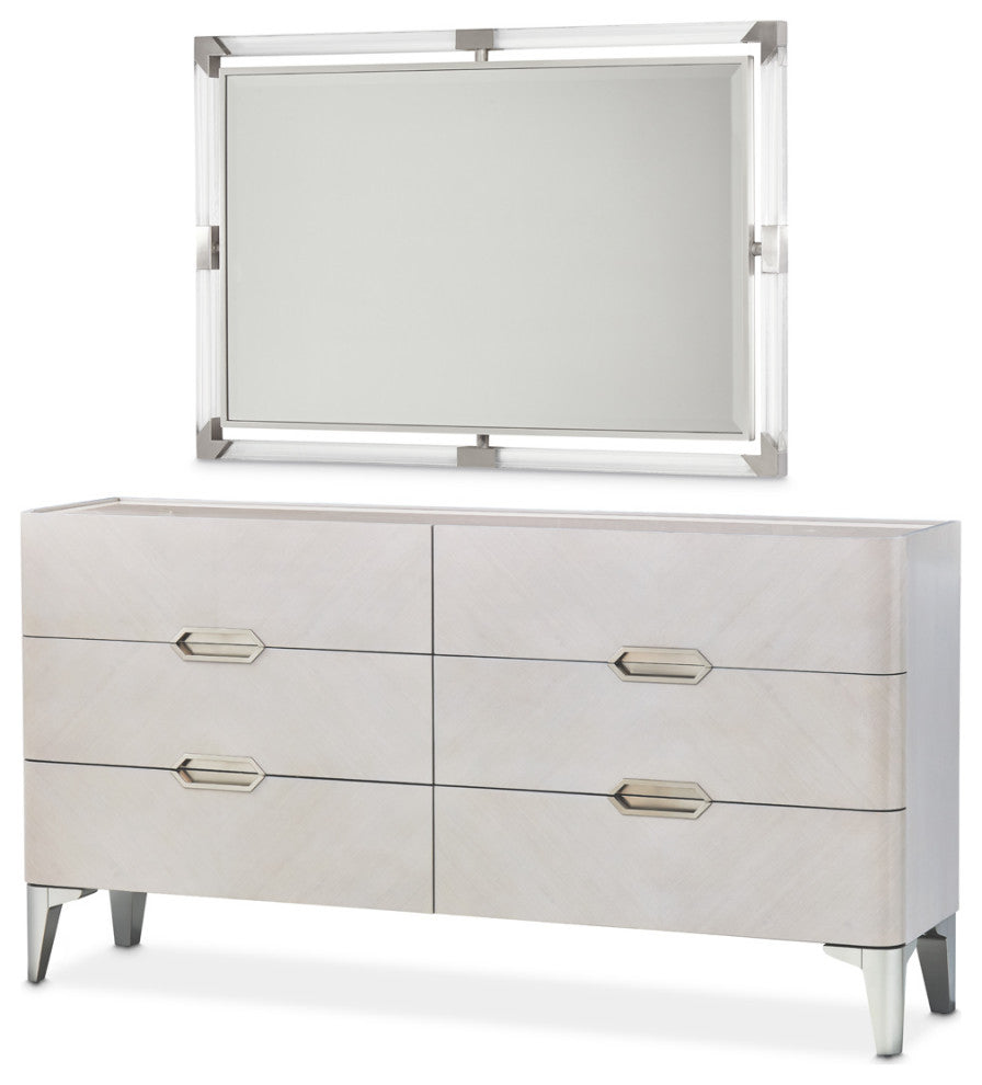 Penthouse Dresser and Mirror Set, Ash Gray