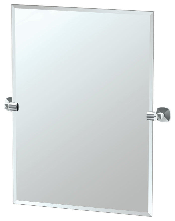 Jewel 24" Frameless Rectangle Mirror, Satin Nickel