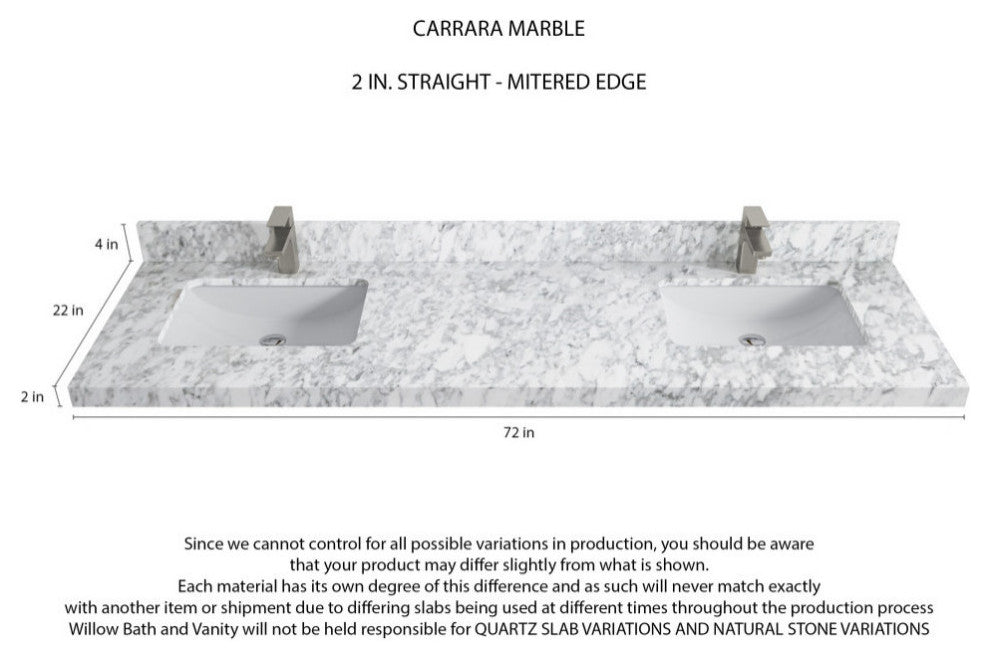 Malibu 72 Double Sink Bath Vanity in Elephant Skin Gray 2" Carrara Marble