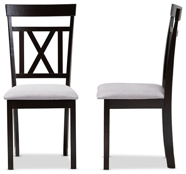 Rosie Gray Upholstered and Espresso Brown Dining Chair Set of 2