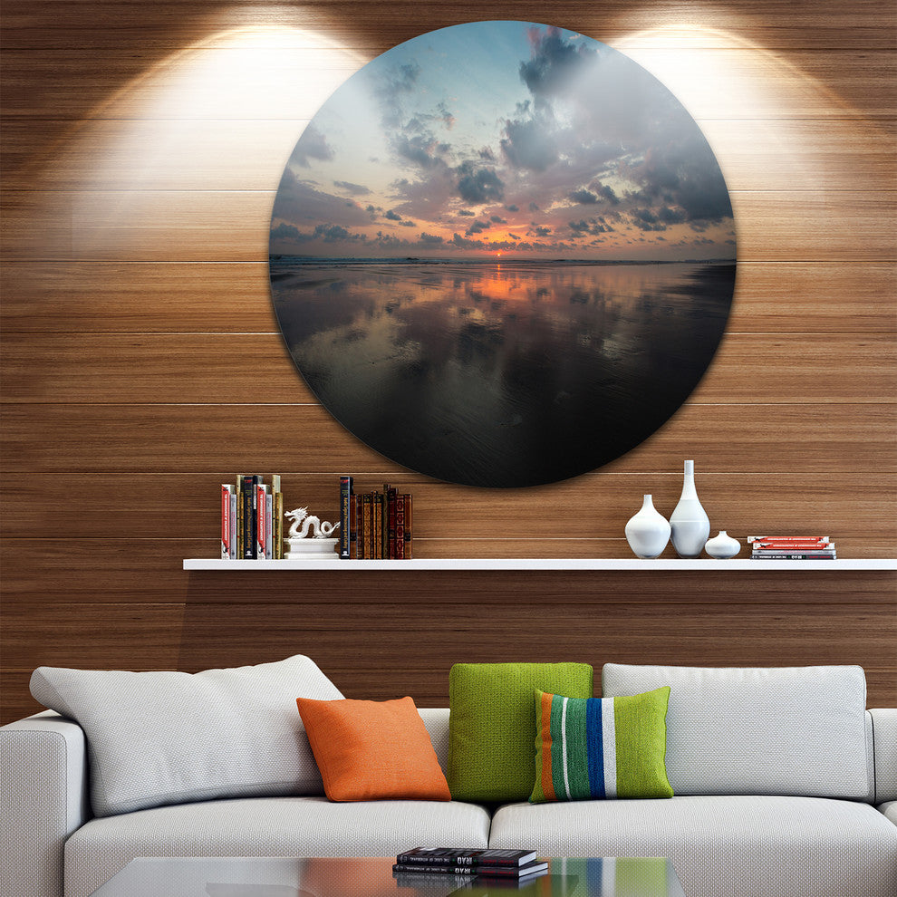 Matapalo In Costa Rica Beach Sunset, Seascape Round Wall Art, 11"