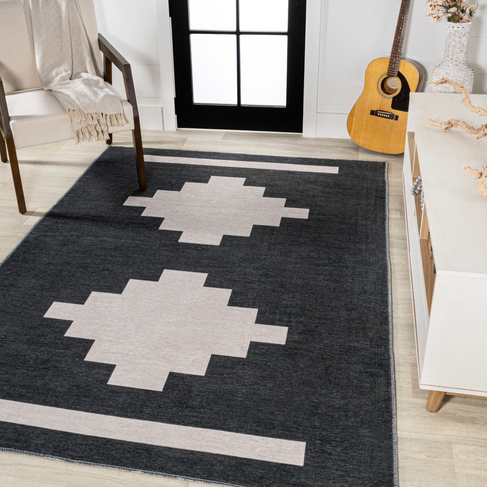 Adriel Geometric Tribal Medallion Machine-Washable Area Rug, 9x12