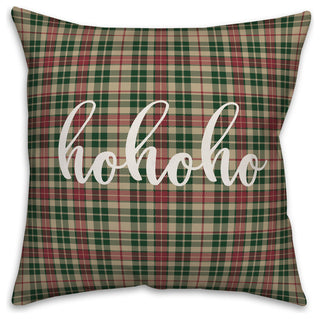 Hohoho, Tartan Plaid 18x18 Throw Pillow
