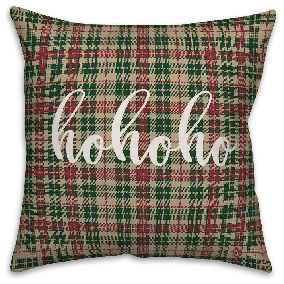 Hohoho, Tartan Plaid 18x18 Throw Pillow