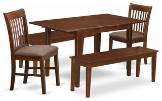 5 Pc Dining Room Set With Bench - Table Plus 2 Dining Chairs And 2 Benches