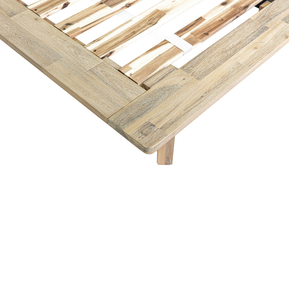 Gia Acacia Wood Panel Bed, Light Brown, Queen