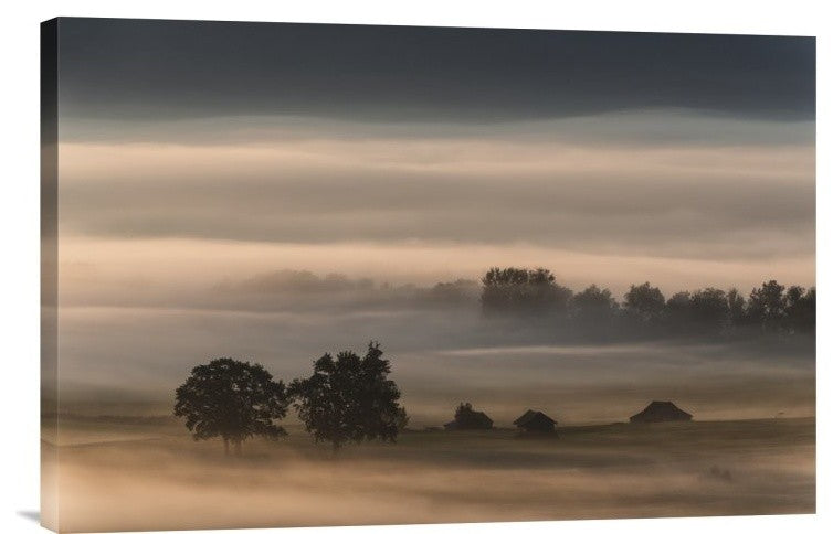 "Dense Fog Over The Moos" Stretched Canvas Giclee by Nina Pauli, 24"x16"