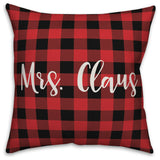 Mrs. Claus, Buffalo Check Plaid 18x18 Throw Pillow