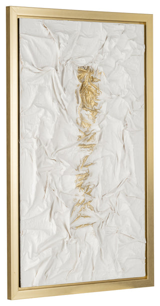 35X59, Hand Painted Textured Acrylic, White/Gold
