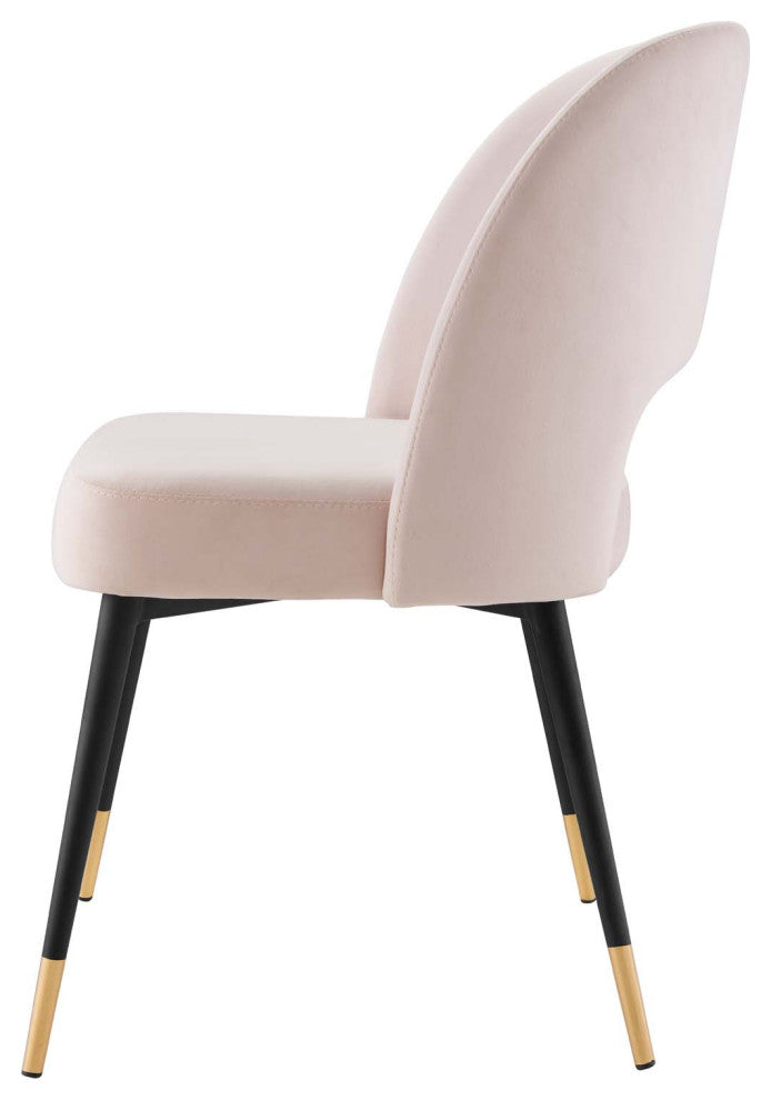 Side Dining Chair, Set of 2, Velvet, Pink, Modern, Bistro Restaurant Hospitality
