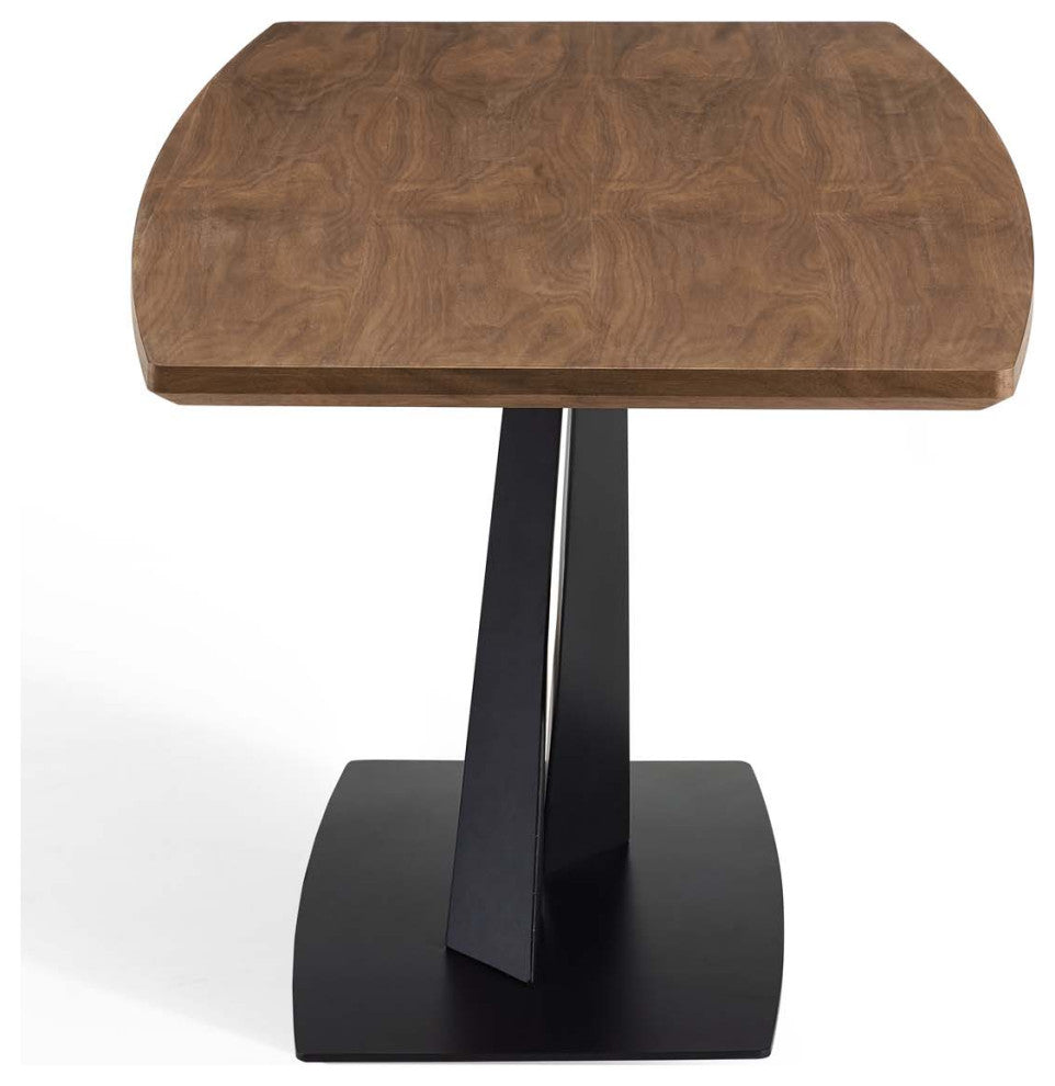 Dining Table, Wood, Metal, Brown Walnut, Modern, Bistro Restaurant Hospitality
