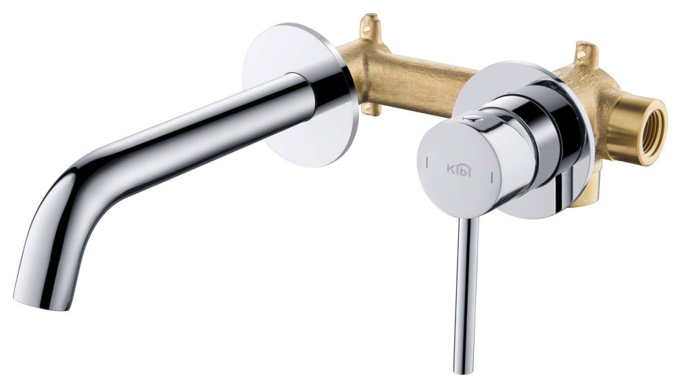 Circular Single Handle Wall Mounted Bathroom Sink Faucet, Chrome