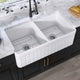 33"X18" Apron Front Double Bowl Fireclay Farmhouse Kitchen Sink with Accessories