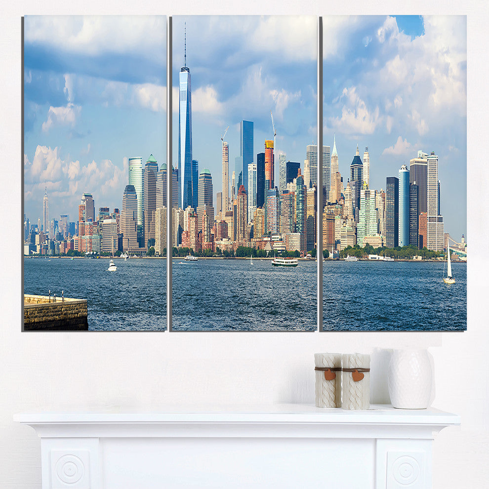 "Lower Manhattan Skyline Panorama" Metal Wall Art, 3 Panels, 36"x28"