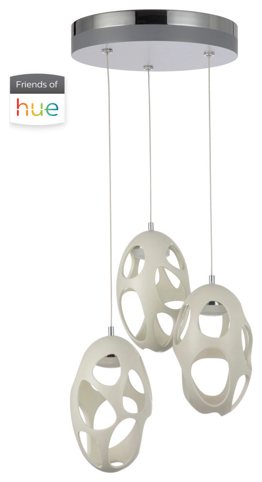 Ovale 3-Light 14" Pendant Light in White